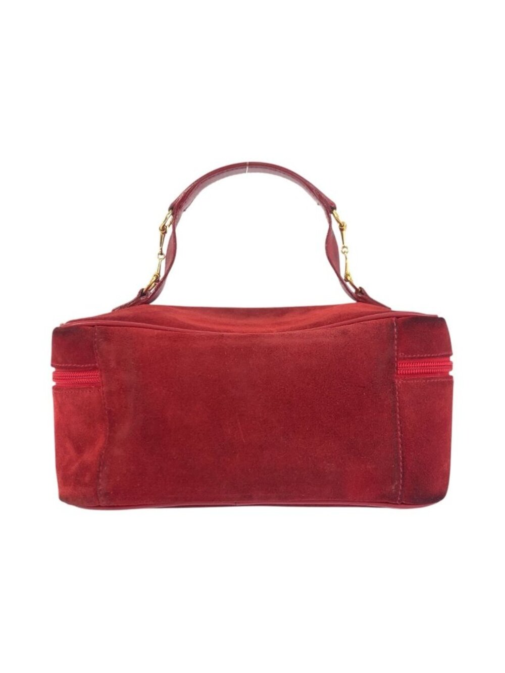 Gucci Horsebit Red Gold Suede 032 Handbag Vanity Bag - Picture 2 of 9